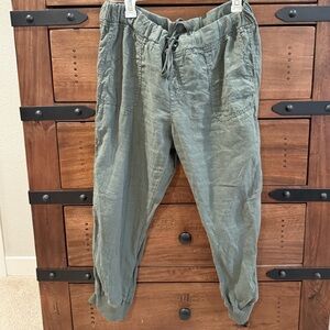 Caslon Olive Green Linen Joggers